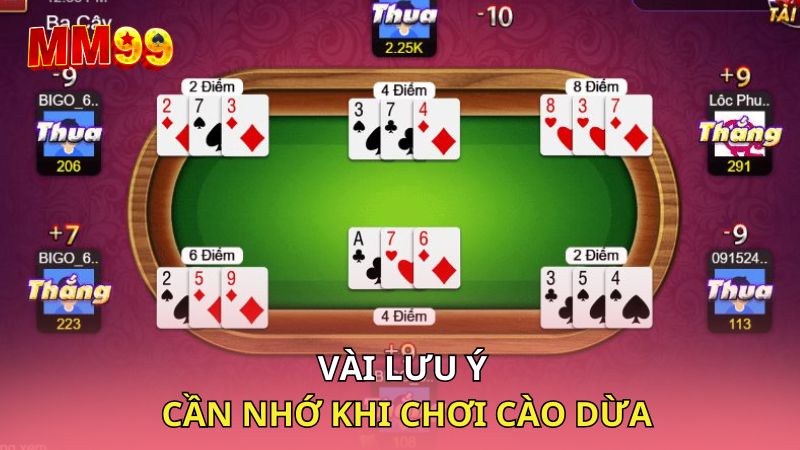 Vài lưu ý cần nhớ khi chơi Cào Dừa